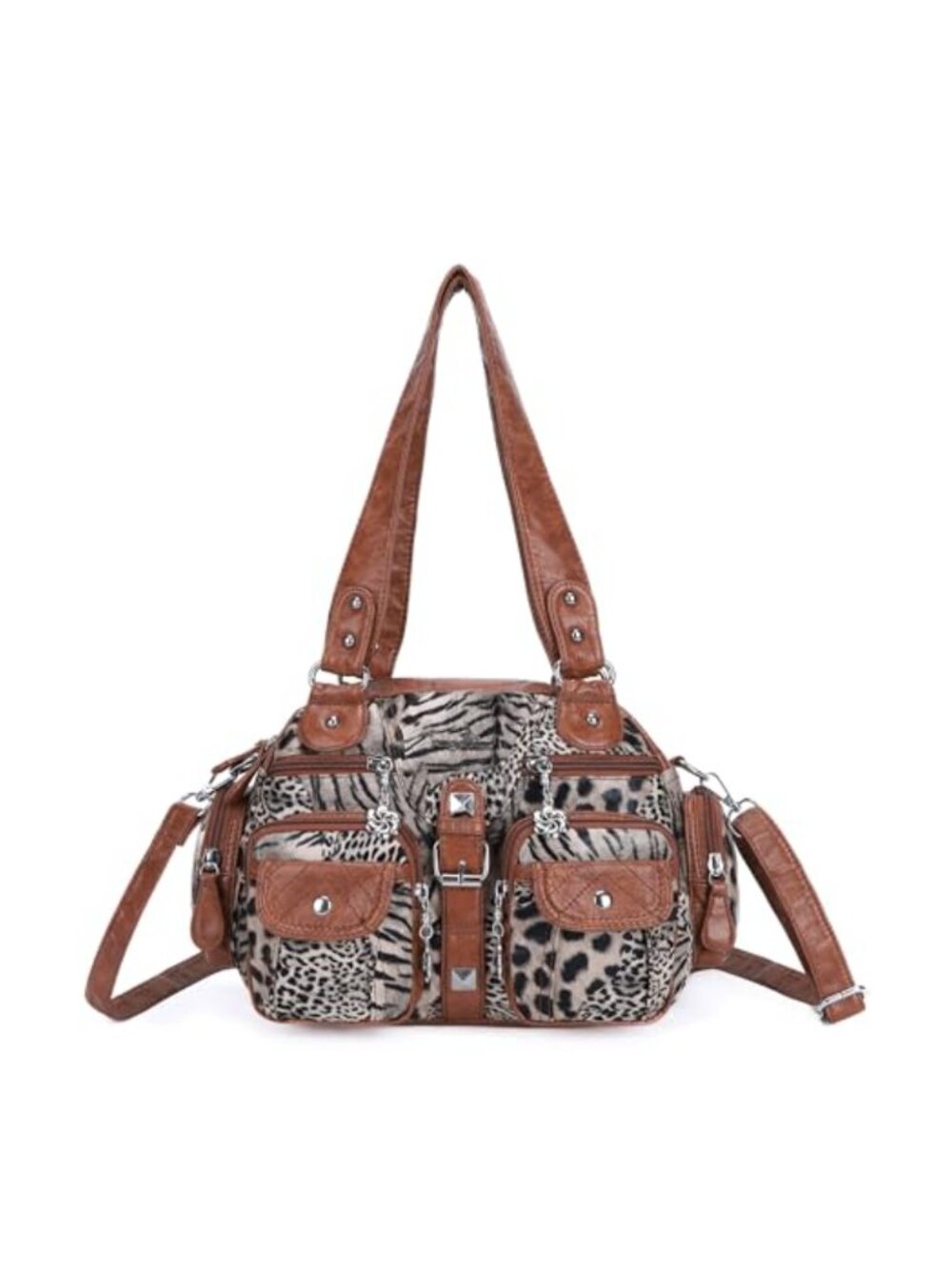 Washed PU Leather Hobo Crossbody Shoulder Bag Multipocket